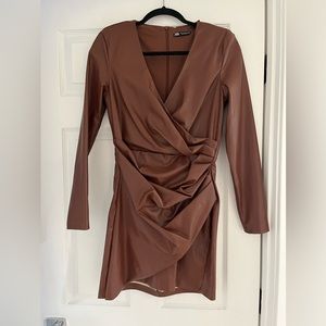 Zara faux leather wrap dress Size M
